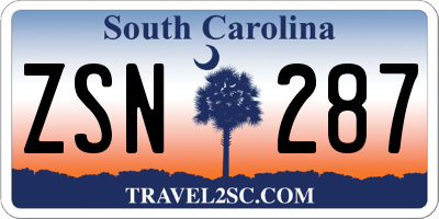 SC license plate ZSN287