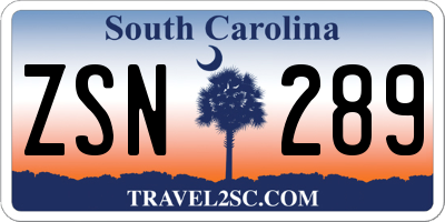 SC license plate ZSN289