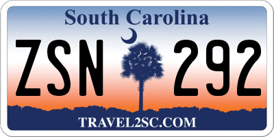 SC license plate ZSN292