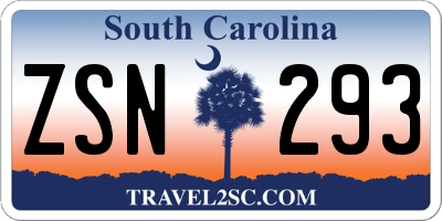SC license plate ZSN293
