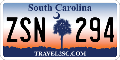 SC license plate ZSN294