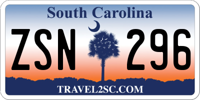 SC license plate ZSN296