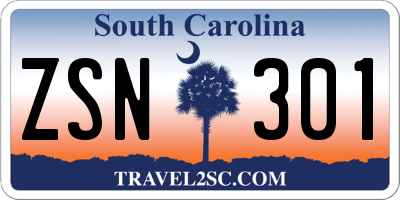SC license plate ZSN301