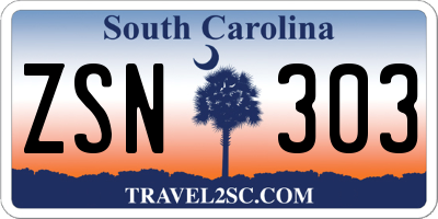 SC license plate ZSN303