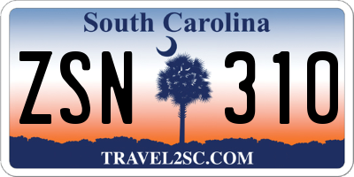 SC license plate ZSN310