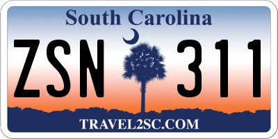 SC license plate ZSN311