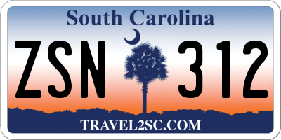 SC license plate ZSN312