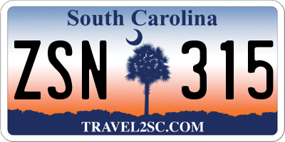 SC license plate ZSN315