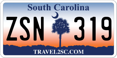 SC license plate ZSN319