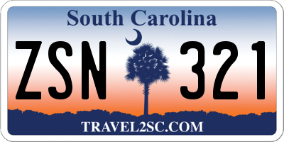 SC license plate ZSN321
