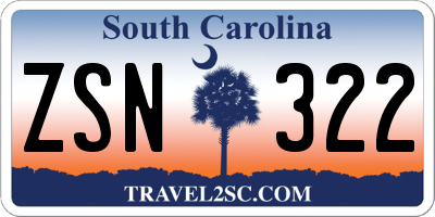 SC license plate ZSN322