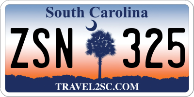 SC license plate ZSN325