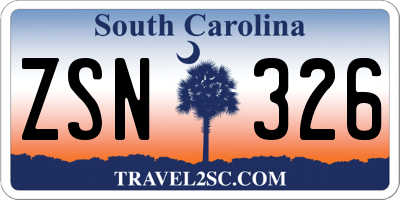 SC license plate ZSN326