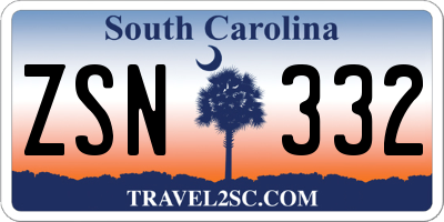 SC license plate ZSN332