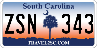 SC license plate ZSN343