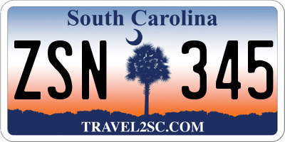 SC license plate ZSN345