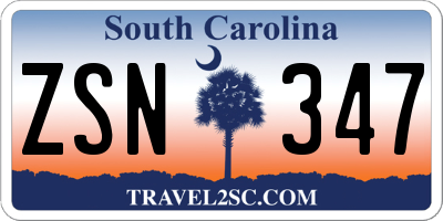 SC license plate ZSN347