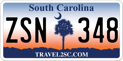 SC license plate ZSN348