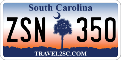 SC license plate ZSN350