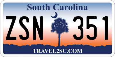 SC license plate ZSN351