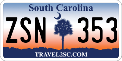 SC license plate ZSN353
