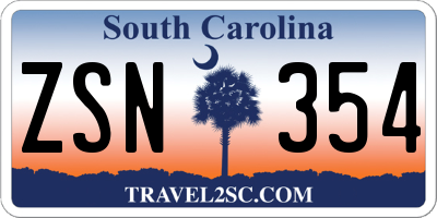 SC license plate ZSN354