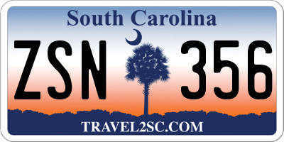 SC license plate ZSN356
