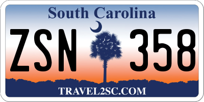 SC license plate ZSN358