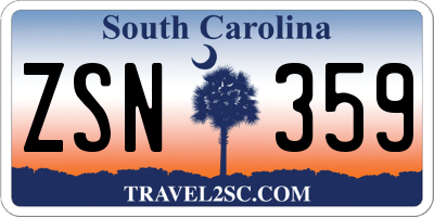 SC license plate ZSN359