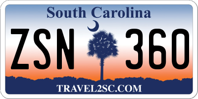 SC license plate ZSN360