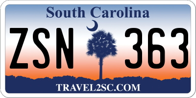 SC license plate ZSN363