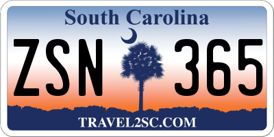 SC license plate ZSN365