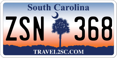 SC license plate ZSN368