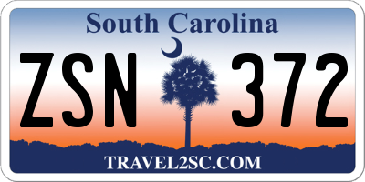 SC license plate ZSN372