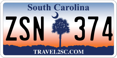 SC license plate ZSN374
