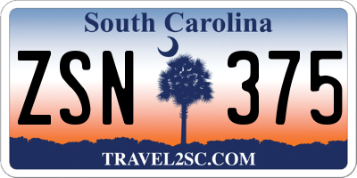 SC license plate ZSN375