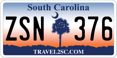 SC license plate ZSN376