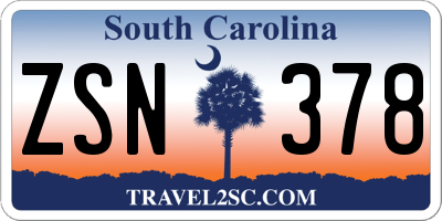 SC license plate ZSN378