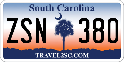 SC license plate ZSN380
