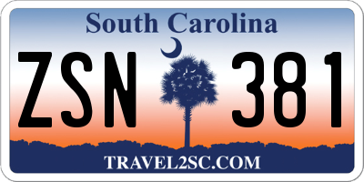 SC license plate ZSN381