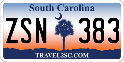 SC license plate ZSN383