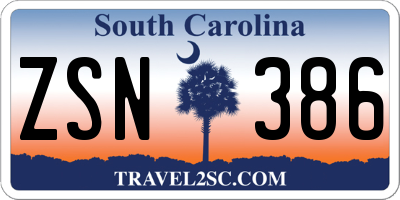 SC license plate ZSN386