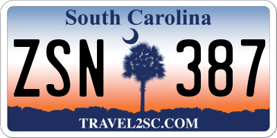 SC license plate ZSN387
