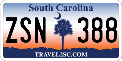 SC license plate ZSN388