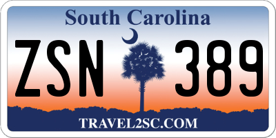 SC license plate ZSN389
