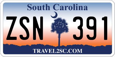 SC license plate ZSN391