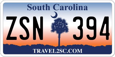 SC license plate ZSN394
