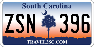 SC license plate ZSN396