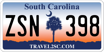 SC license plate ZSN398
