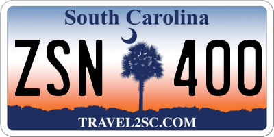 SC license plate ZSN400